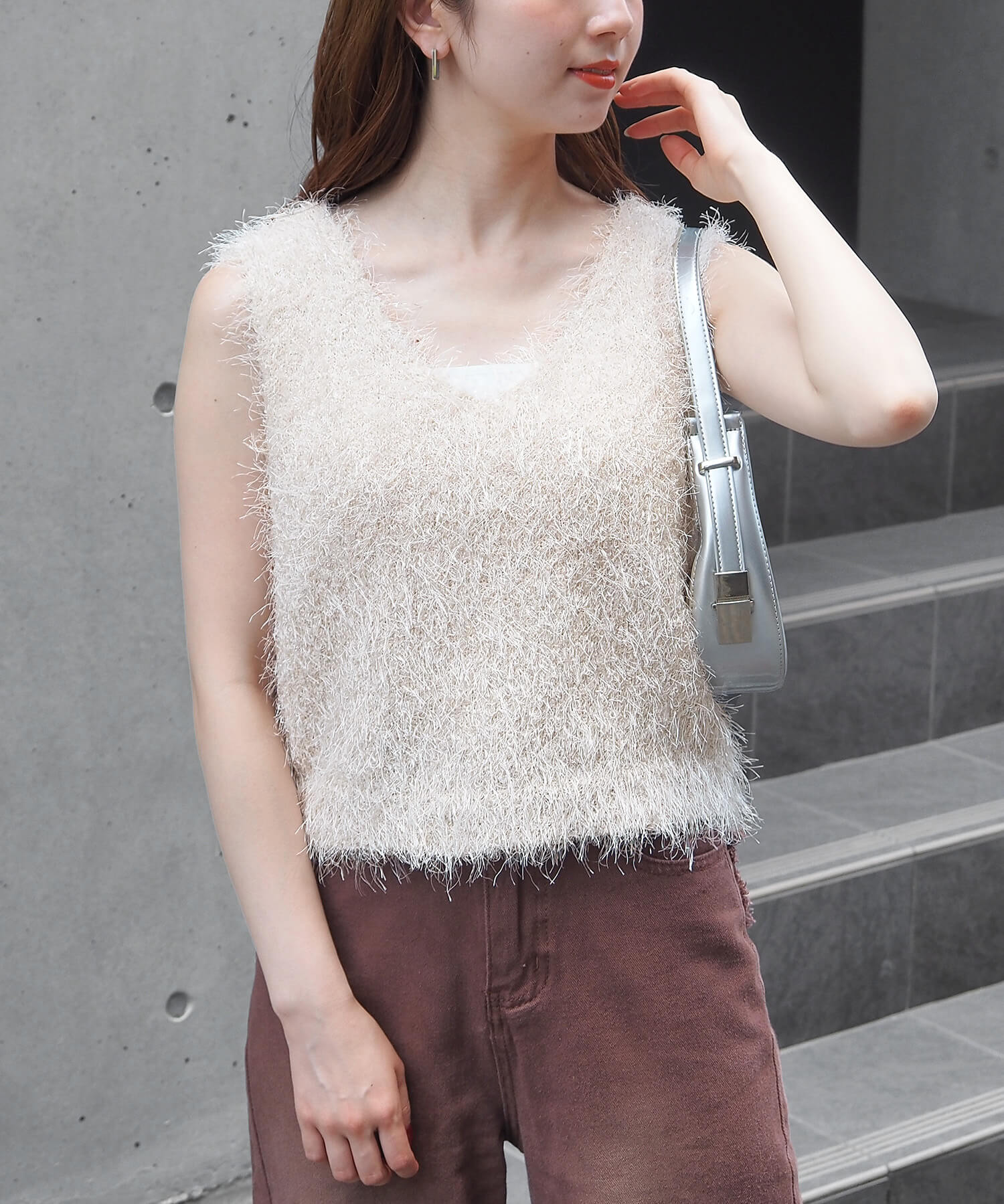 tiptop+pocket ティップトッププラスポケット / ラメフェザー2wayベスト