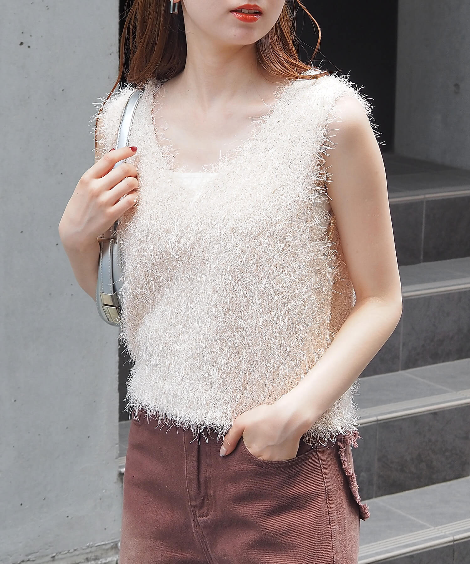 tiptop+pocket ティップトッププラスポケット / ラメフェザー2wayベスト